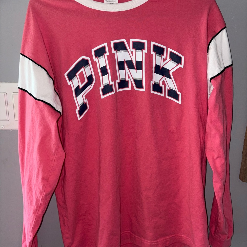 Victoria’s Secret PINK T-Shirt Women's Long Sleeve cotton siz M EUC